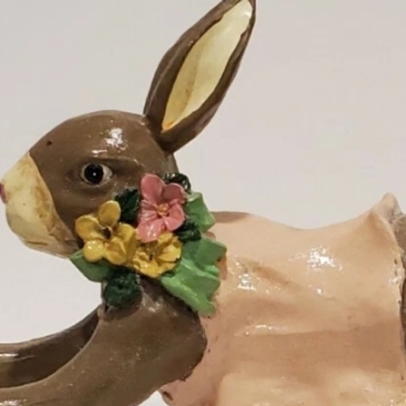 Vintage Inspired Charming Brown Rocking Rabbit Bunny Figurine 10" - Picture 4 of 4